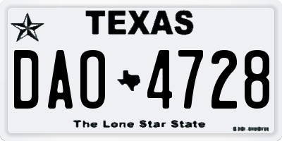 TX license plate DAO4728