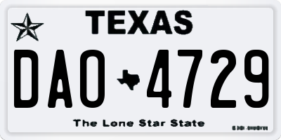 TX license plate DAO4729