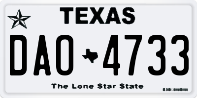 TX license plate DAO4733