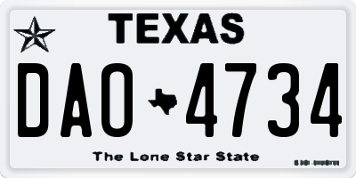 TX license plate DAO4734