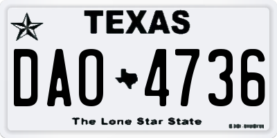 TX license plate DAO4736