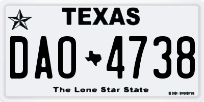 TX license plate DAO4738