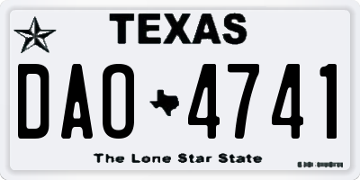 TX license plate DAO4741