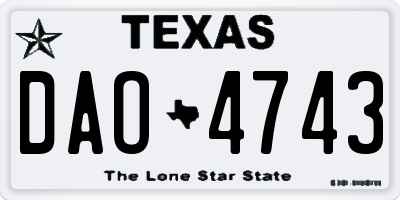 TX license plate DAO4743