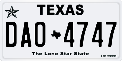 TX license plate DAO4747