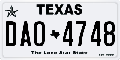TX license plate DAO4748