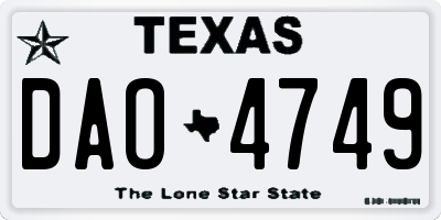 TX license plate DAO4749
