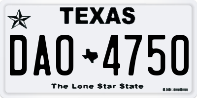 TX license plate DAO4750