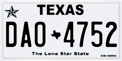 TX license plate DAO4752