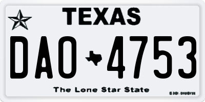 TX license plate DAO4753