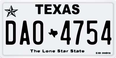TX license plate DAO4754