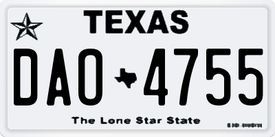 TX license plate DAO4755
