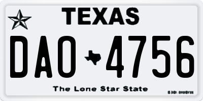 TX license plate DAO4756