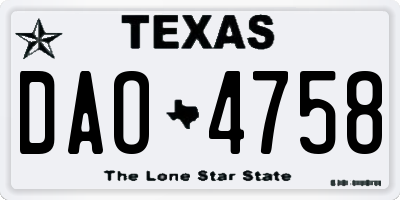 TX license plate DAO4758