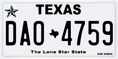 TX license plate DAO4759