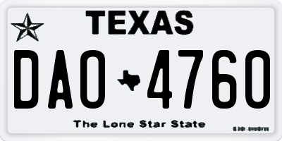 TX license plate DAO4760