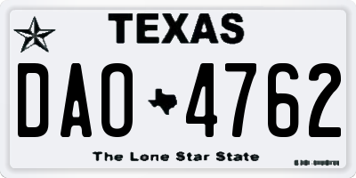 TX license plate DAO4762