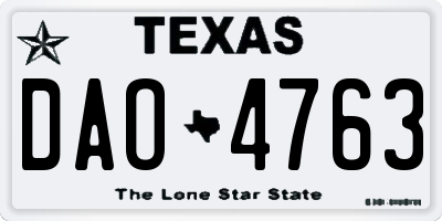 TX license plate DAO4763