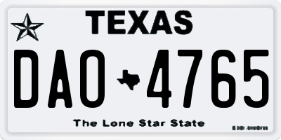 TX license plate DAO4765