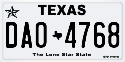 TX license plate DAO4768