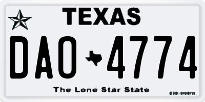 TX license plate DAO4774