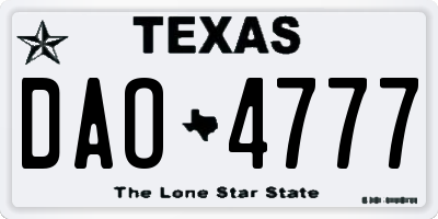 TX license plate DAO4777