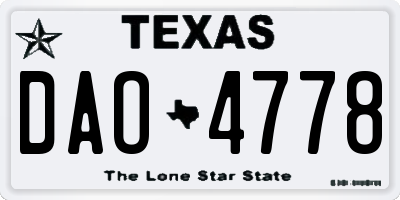 TX license plate DAO4778