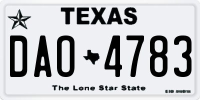 TX license plate DAO4783