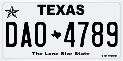 TX license plate DAO4789