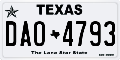 TX license plate DAO4793