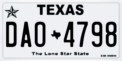 TX license plate DAO4798