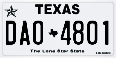 TX license plate DAO4801