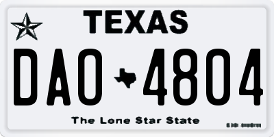 TX license plate DAO4804