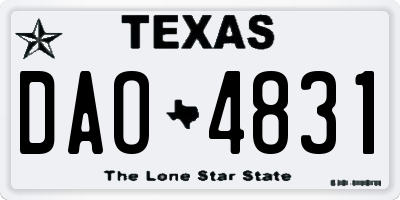 TX license plate DAO4831