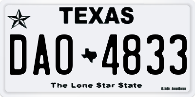 TX license plate DAO4833