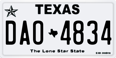 TX license plate DAO4834