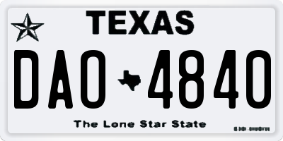 TX license plate DAO4840