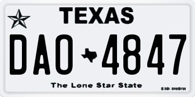 TX license plate DAO4847