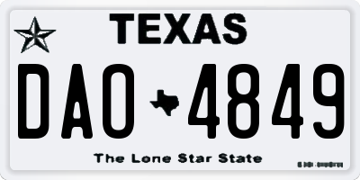 TX license plate DAO4849