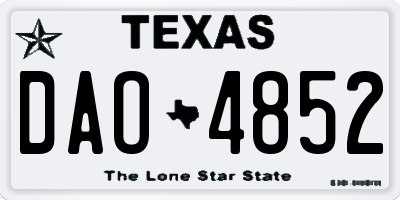 TX license plate DAO4852