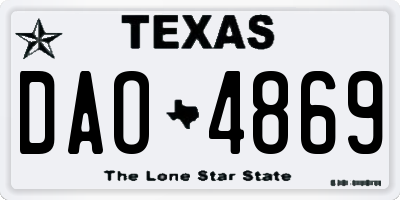 TX license plate DAO4869