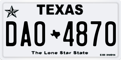 TX license plate DAO4870
