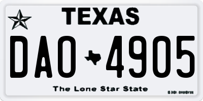 TX license plate DAO4905