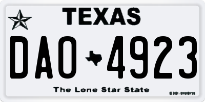 TX license plate DAO4923