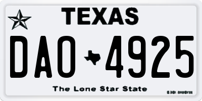 TX license plate DAO4925