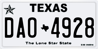 TX license plate DAO4928