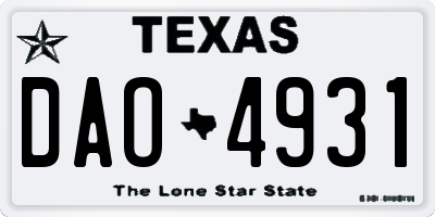 TX license plate DAO4931