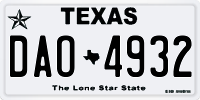 TX license plate DAO4932