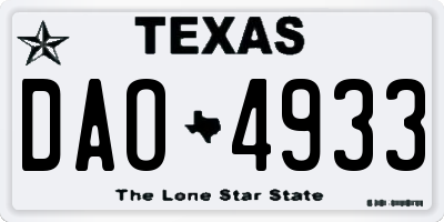 TX license plate DAO4933
