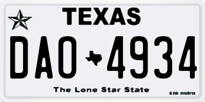TX license plate DAO4934